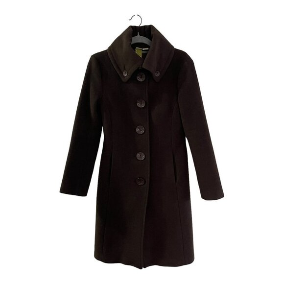 Soia & Kyo Size XS Brown Wool Shawl Collar Oversize Button Pea Coat - Picture 1 of 8